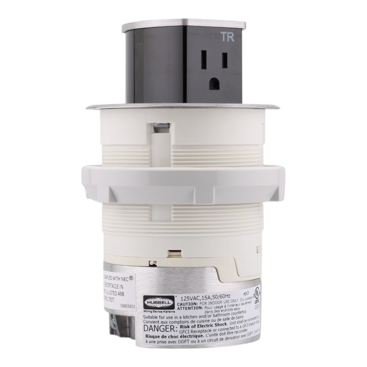 Hubbell Wiring, RCT200ALU, 15 Amps, 125 Volts, 2-Pole, Kitchen Counter Receptacle, Surface Mount, Tamper Resistant, Aluminum - Image 2