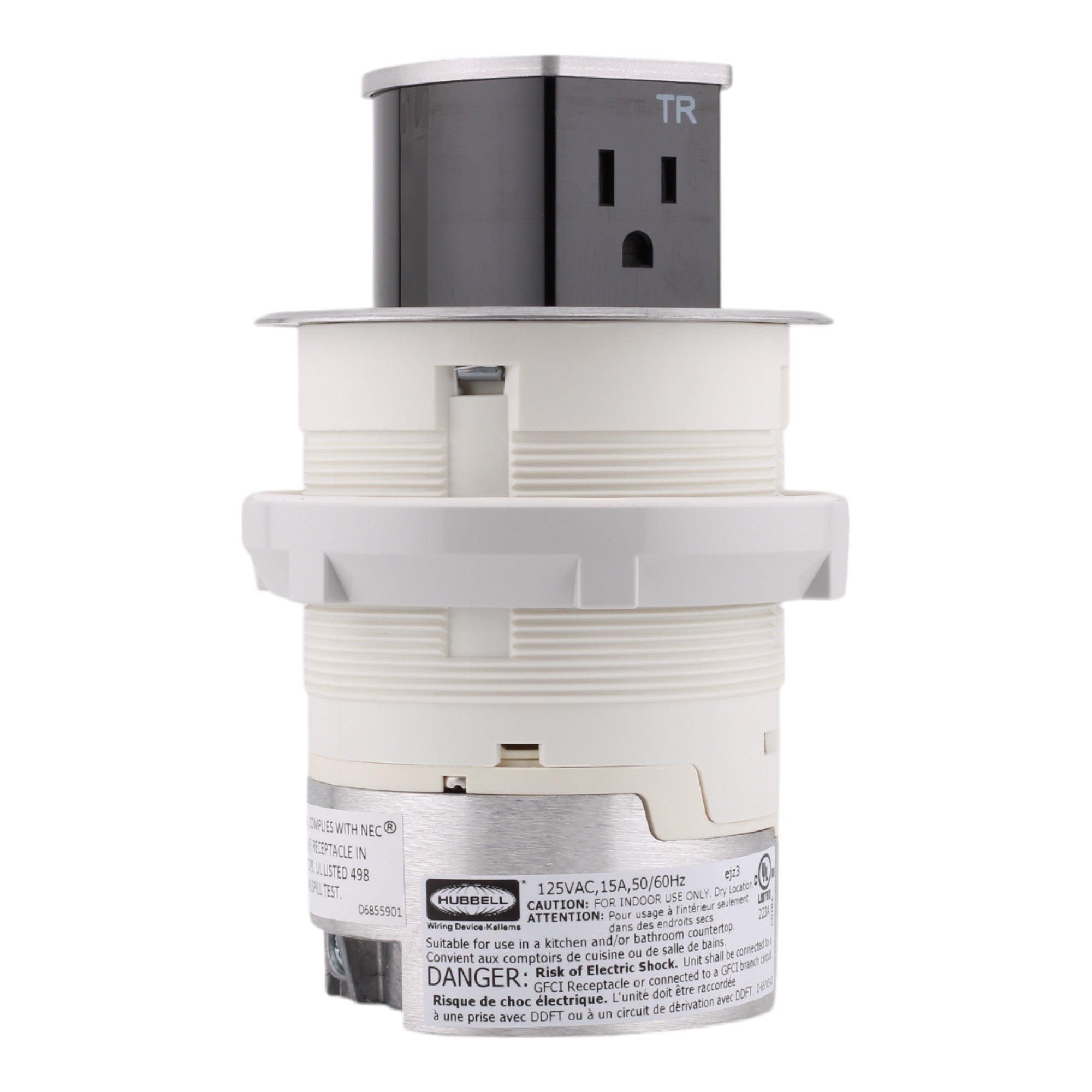 Hubbell Wiring, RCT200ALU, 15 Amps, 125 Volts, 2-Pole, Kitchen Counter Receptacle, Surface Mount, Tamper Resistant, Aluminum - Image 2