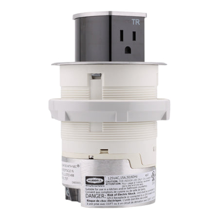 Hubbell Wiring, RCT200ALU, 15 Amps, 125 Volts, 2-Pole, Kitchen Counter Receptacle, Surface Mount, Tamper Resistant, Aluminum - Image 2