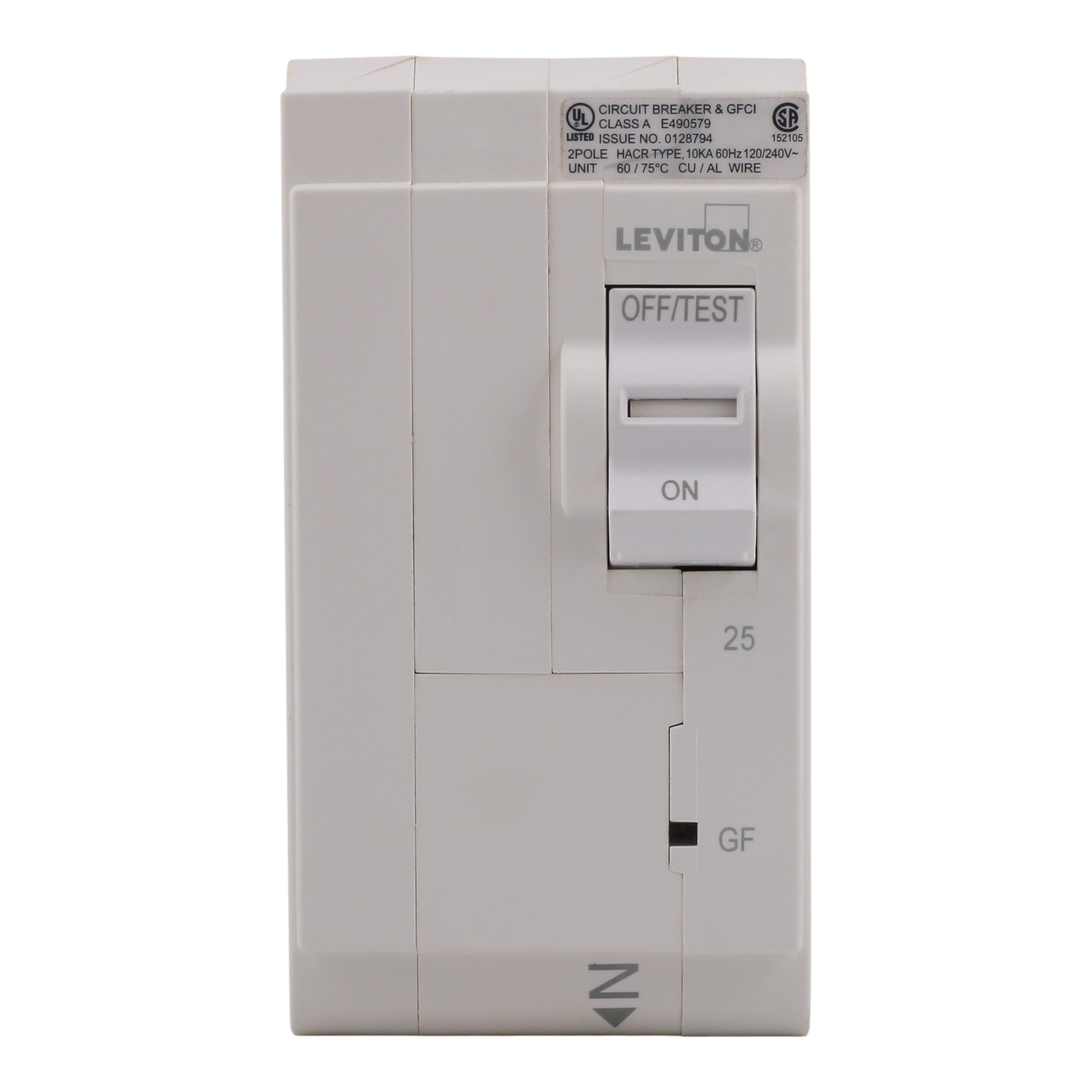Leviton LB225-G 25A 2P 120/240V GFCI Plug-On Neutral Circuit Breaker - Image 4