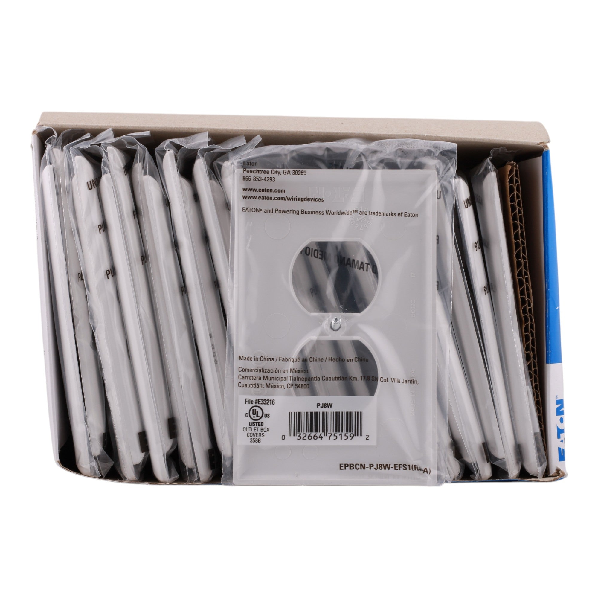 Eaton PJ8W-PACK-25  Mid-Size 1-Gang Duplex Receptacle Wallplate, White - Image 4