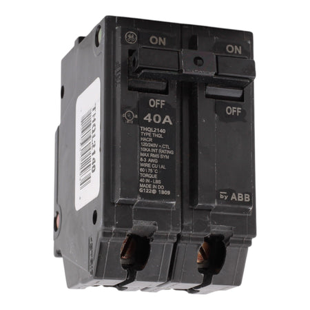GE THQL2140, 40A, 120/240V, 2-Pole Circuit Breaker, Plug-In, for Load Centers and Lighting Panels