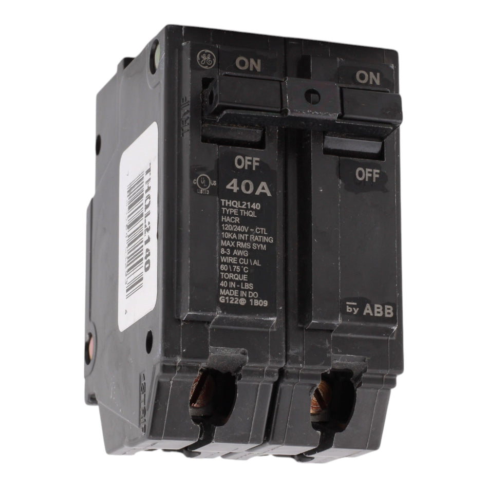 GE THQL2140, 40A, 120/240V, 2-Pole Circuit Breaker, Plug-In, for Load Centers and Lighting Panels