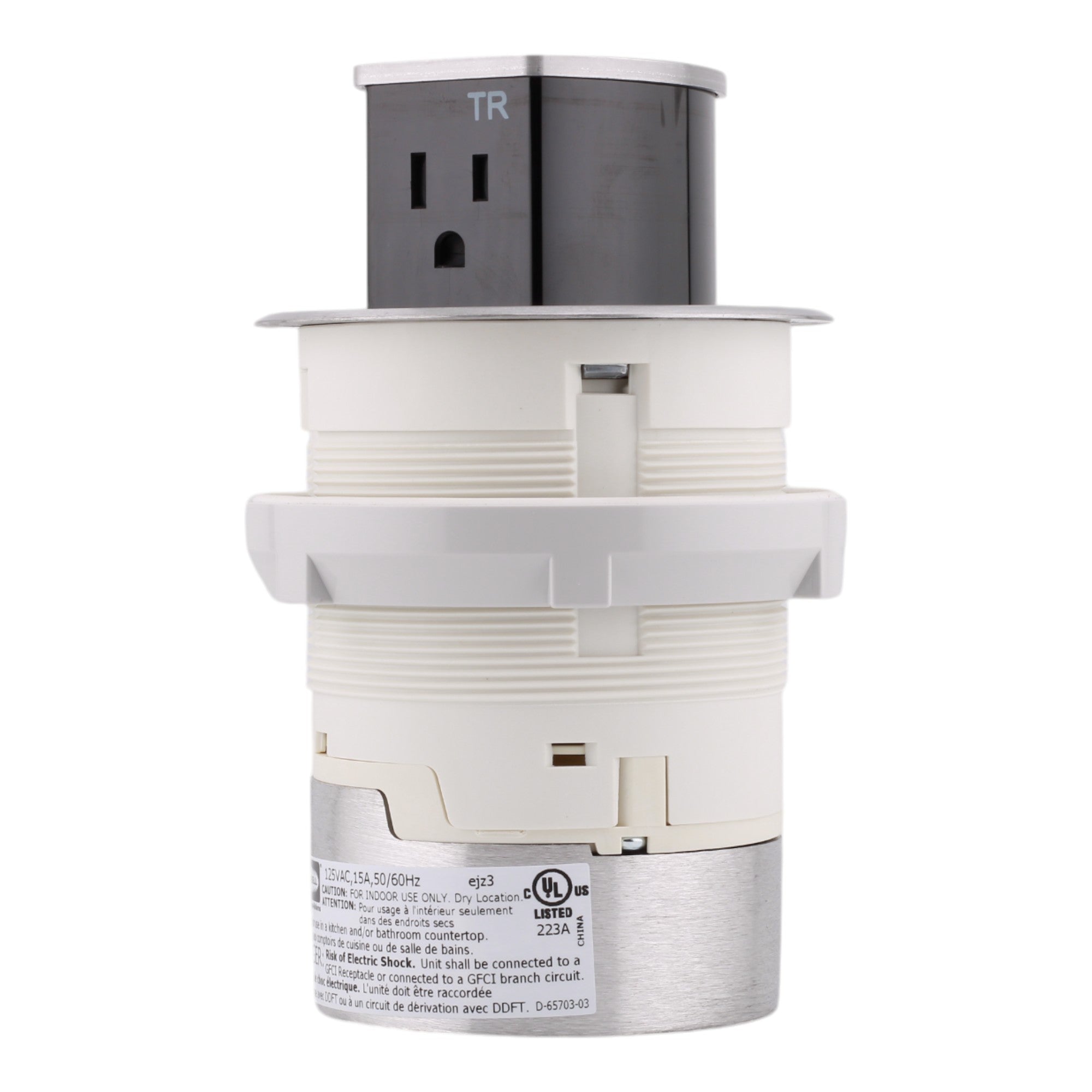 Hubbell Wiring, RCT200ALU, 15 Amps, 125 Volts, 2-Pole, Kitchen Counter Receptacle, Surface Mount, Tamper Resistant, Aluminum - Image 3