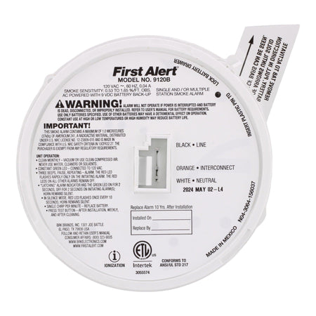 BRK 9120B Hardwired 120V Ionization Smoke Alarm with 9V Battery - Image 7