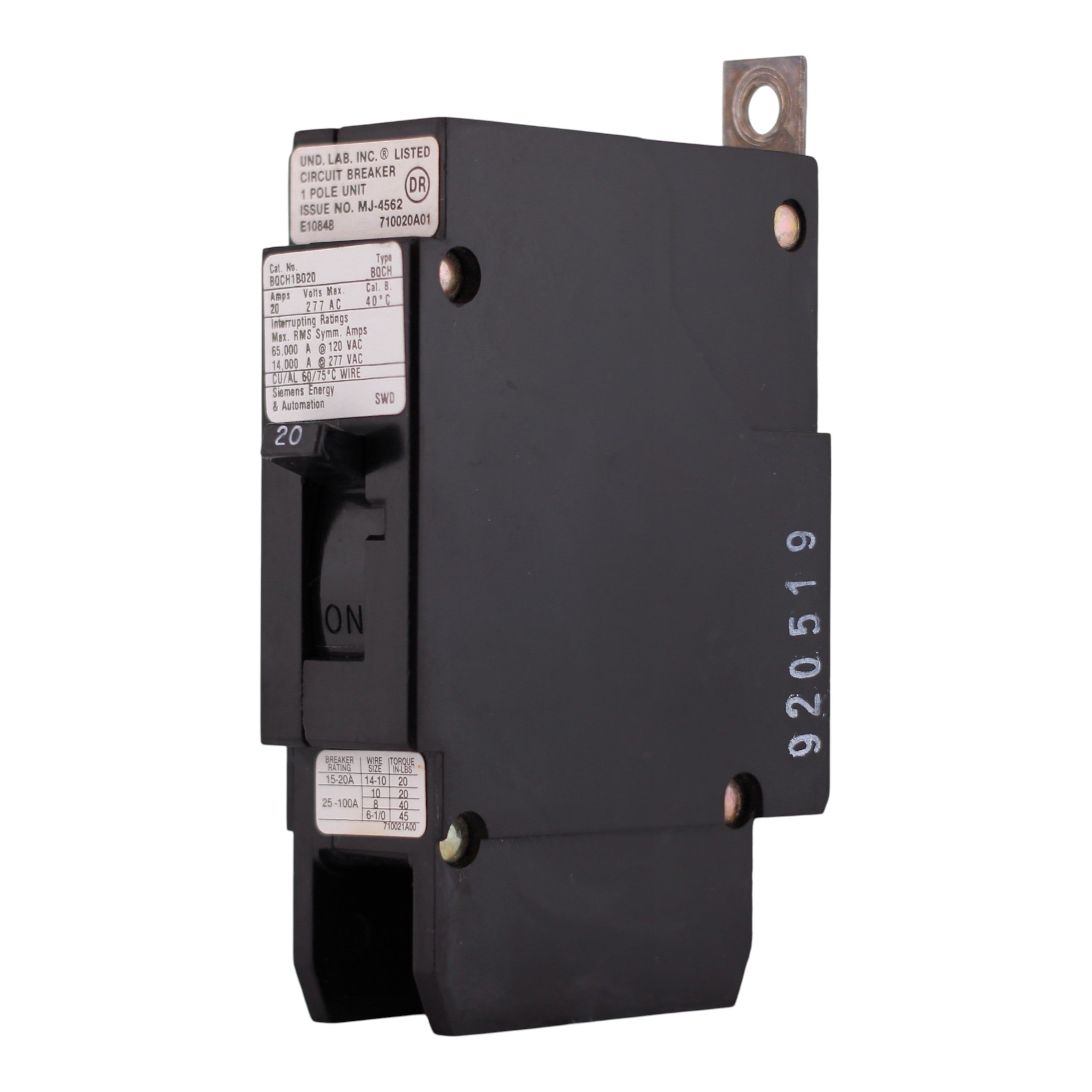 Siemens BQCH1B020, 20A, 1P, 120/277V, Bolt-On, Circuit Breaker - Image 2