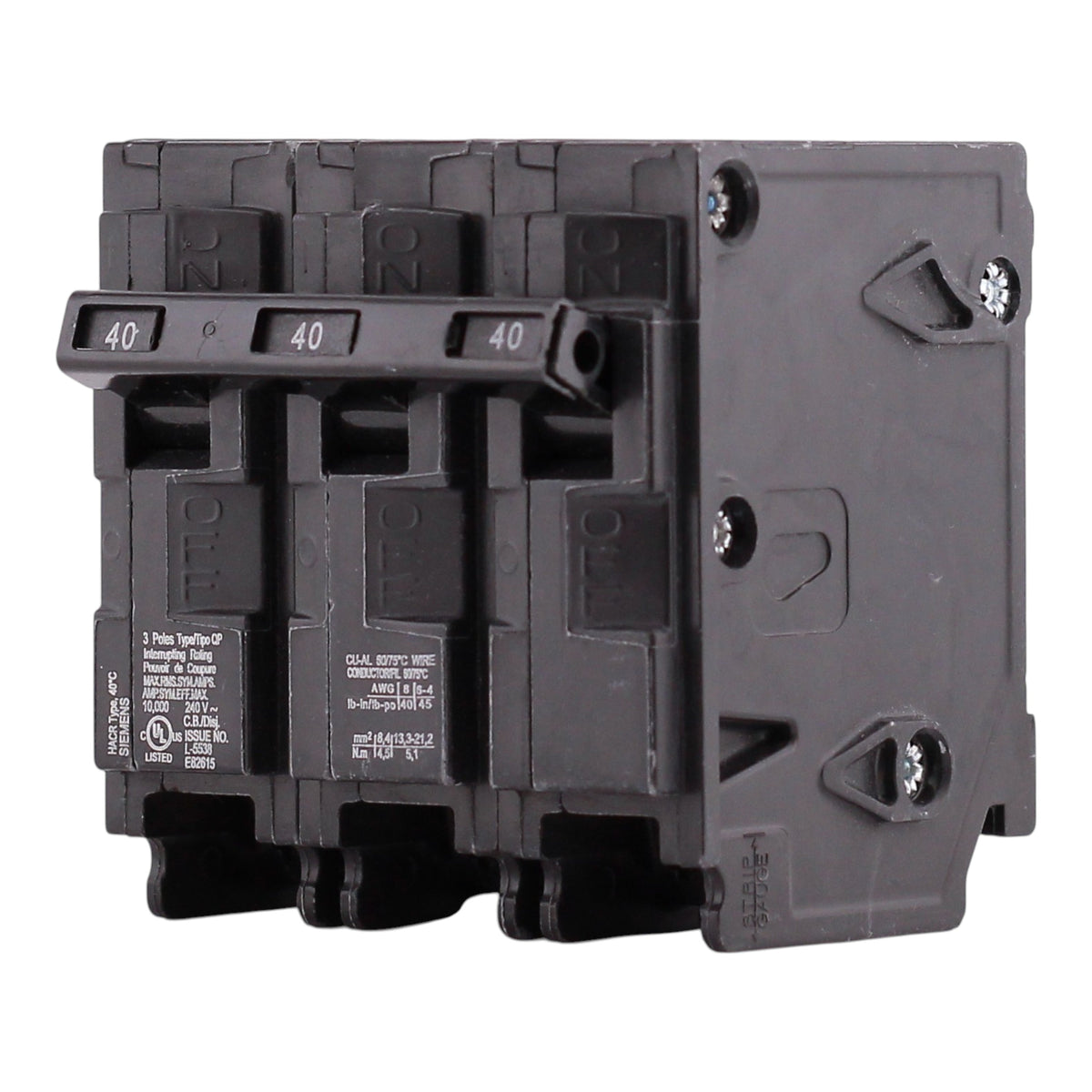 Siemens QP, Q340, 40A, 3P, 240V, Thermal Magnetic, Plug-In, Circuit Breaker - Image 2