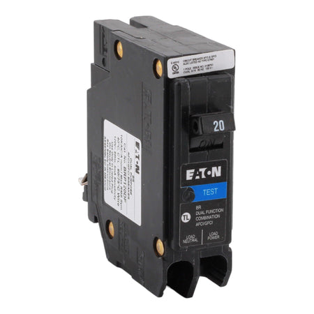 Eaton BR, BRP120DF, 20A, 1P, 120V, AFCI/GFCI, Plug on Neutral, Circuit Breaker