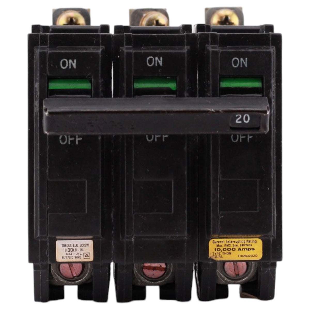 GE Q-Line, THQB32020, 20A, 3P, 240V, 10kAIC, Bolt-On, Circuit Breaker - Image 2