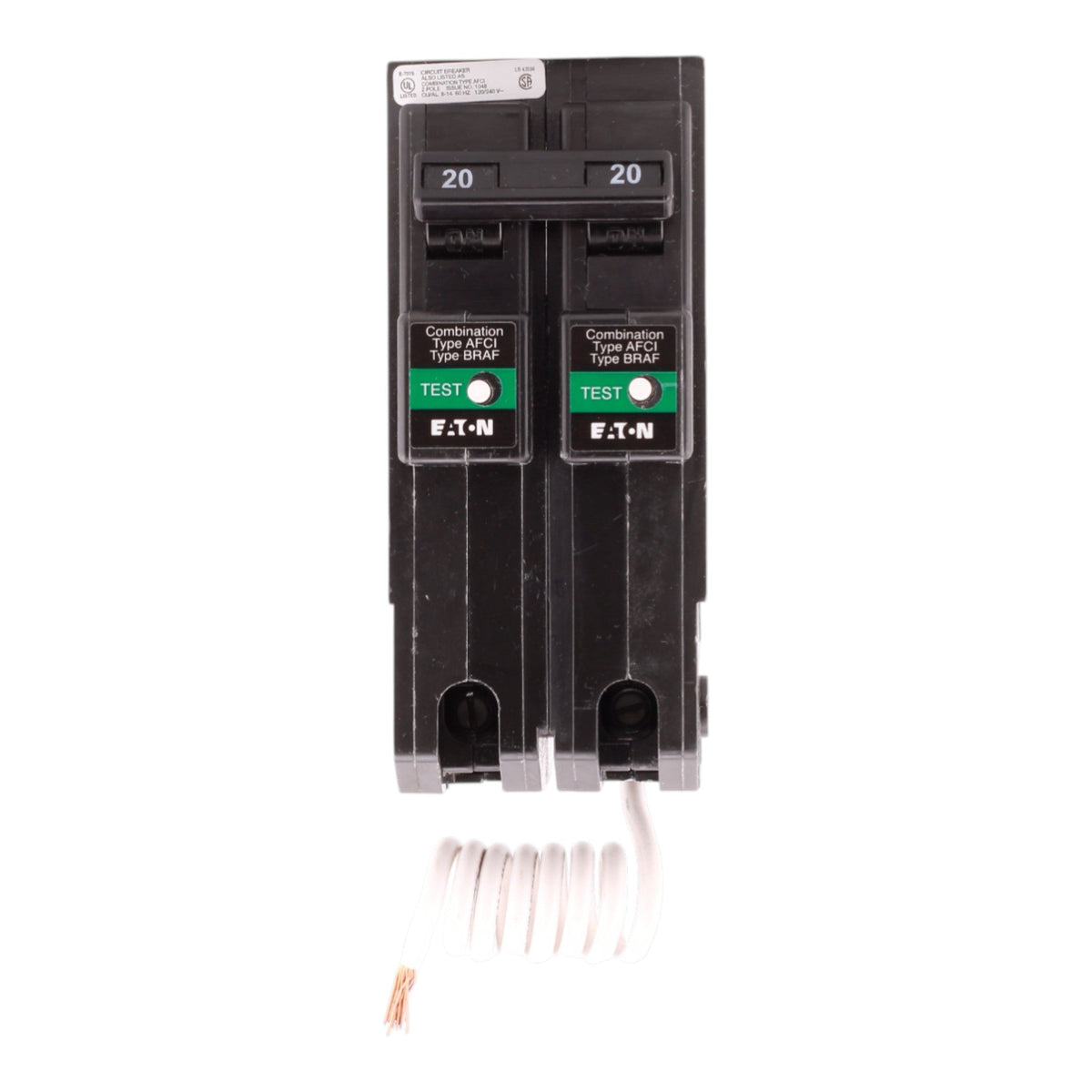 Eaton BR BRL220CAF 20A 2P 120/240V AFCI Pigtail Neutral Circuit Breaker - Image 4