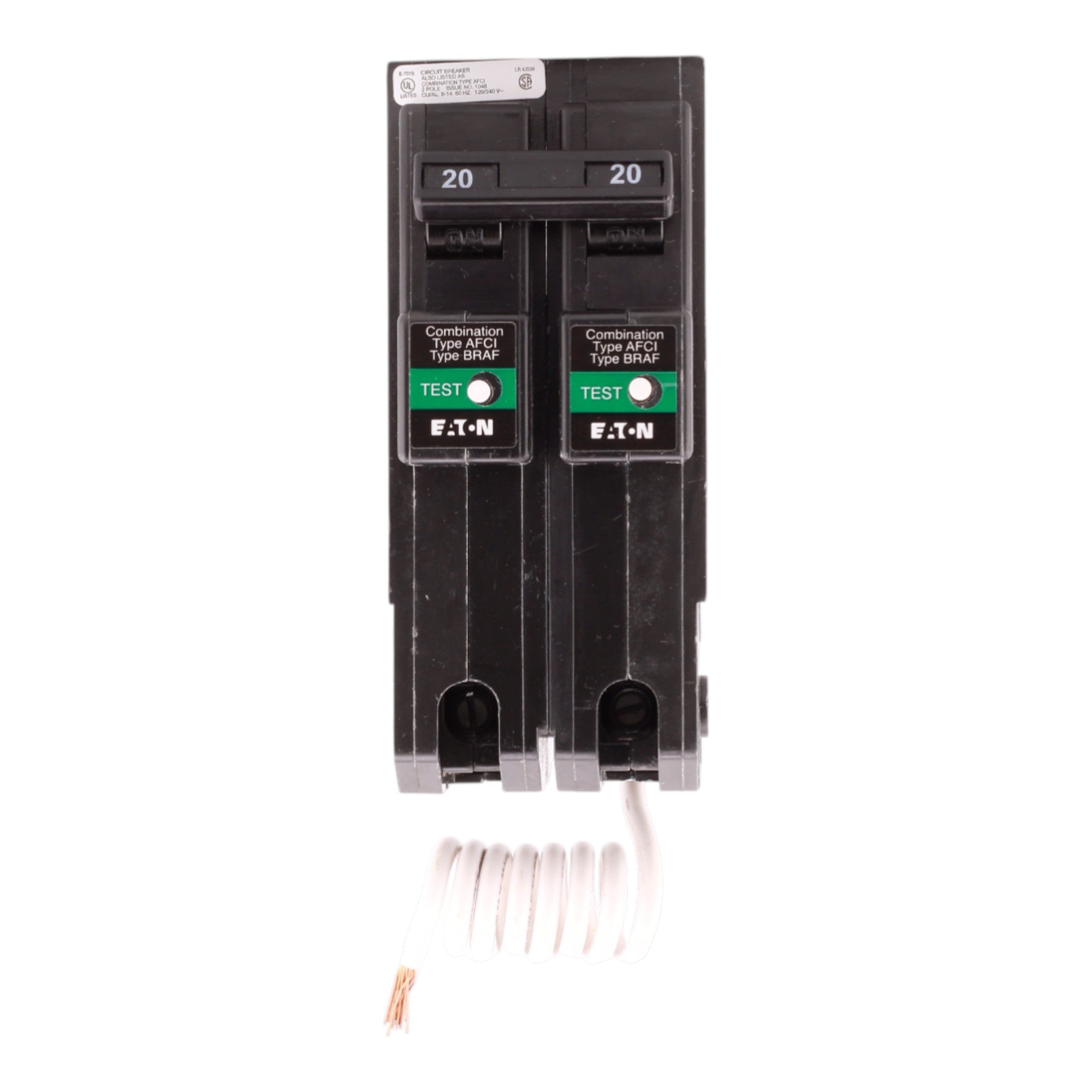 Eaton BR BRL220CAF 20A 2P 120/240V AFCI Pigtail Neutral Circuit Breaker - Image 4