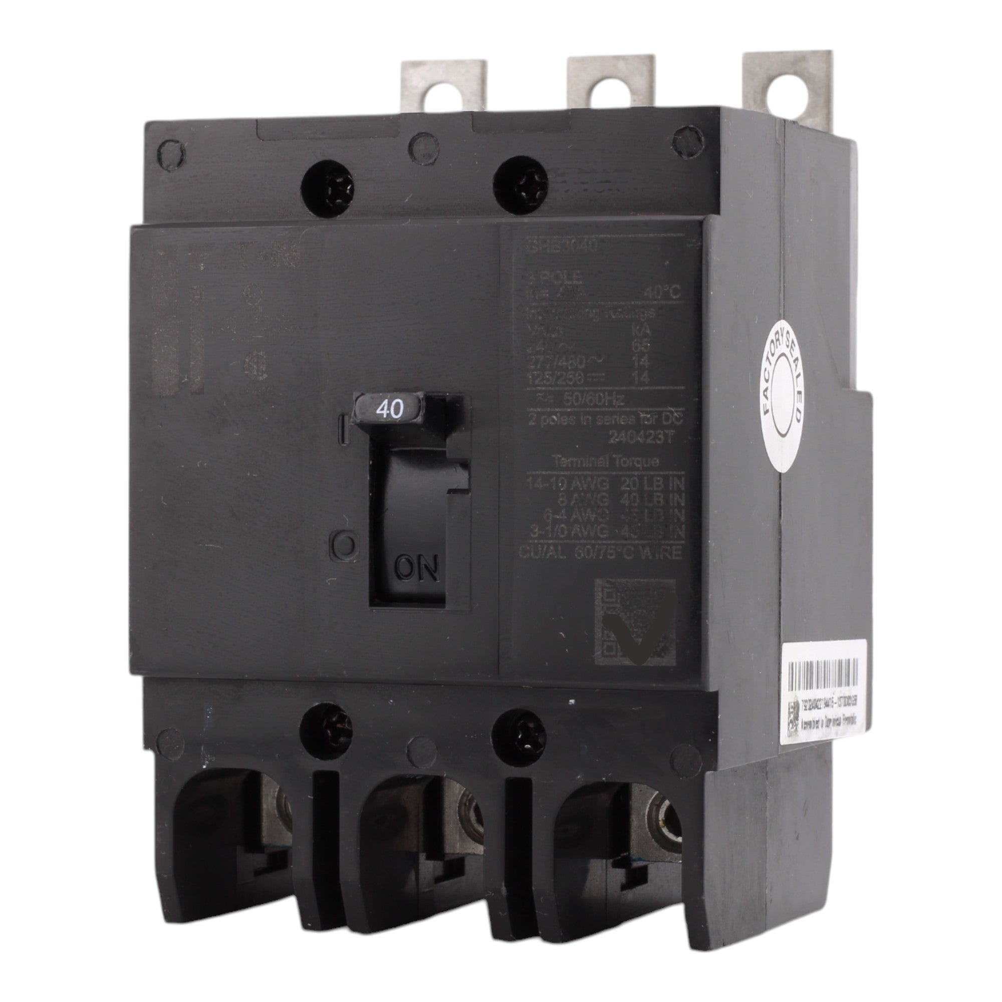 Eaton GHB3040 40A 480Y/277V 3P Molded Case Circuit Breaker, Fixed Thermal Magnetic - Image 3