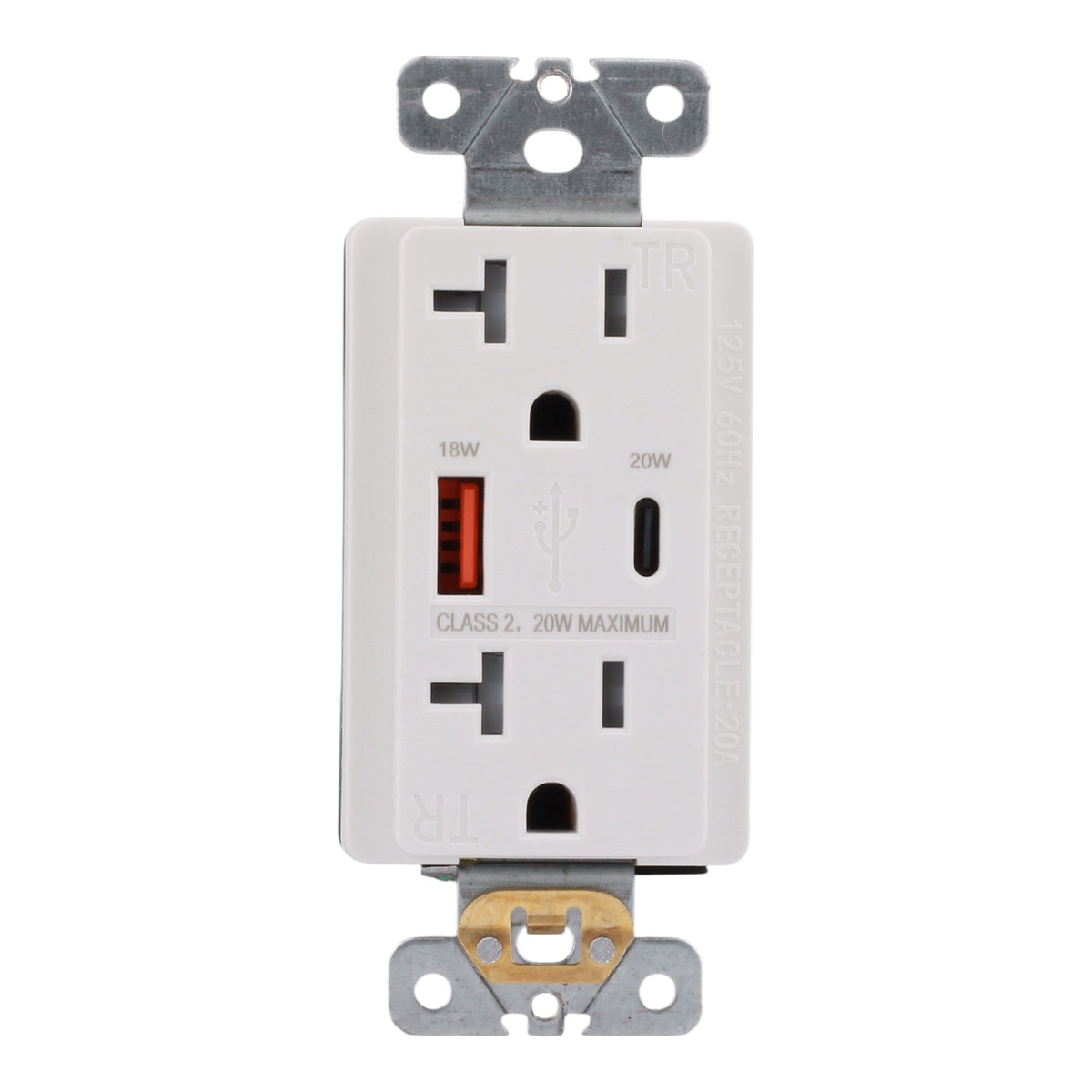 RES POWER 20A USB Outlet, Fast Charging, Type A/C, Tamper-Resistant, cULus Listed, White - Image 3