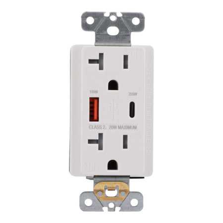 RES POWER 20A USB Outlet, Fast Charging, Type A/C, Tamper-Resistant, cULus Listed, White - Image 3