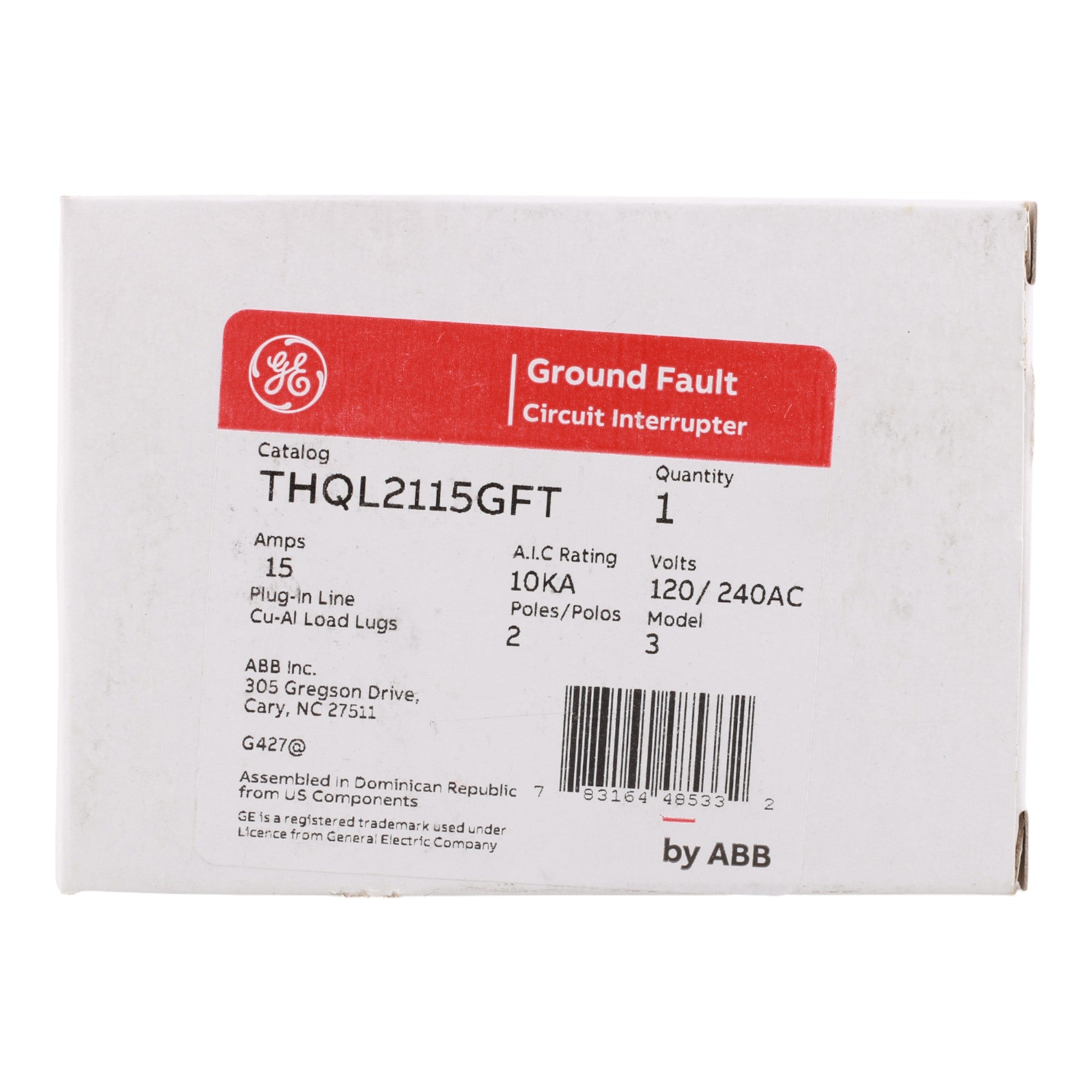 GE THQL2115GFT 15A 2P 120/240V GFCI Circuit Breaker - Image 2