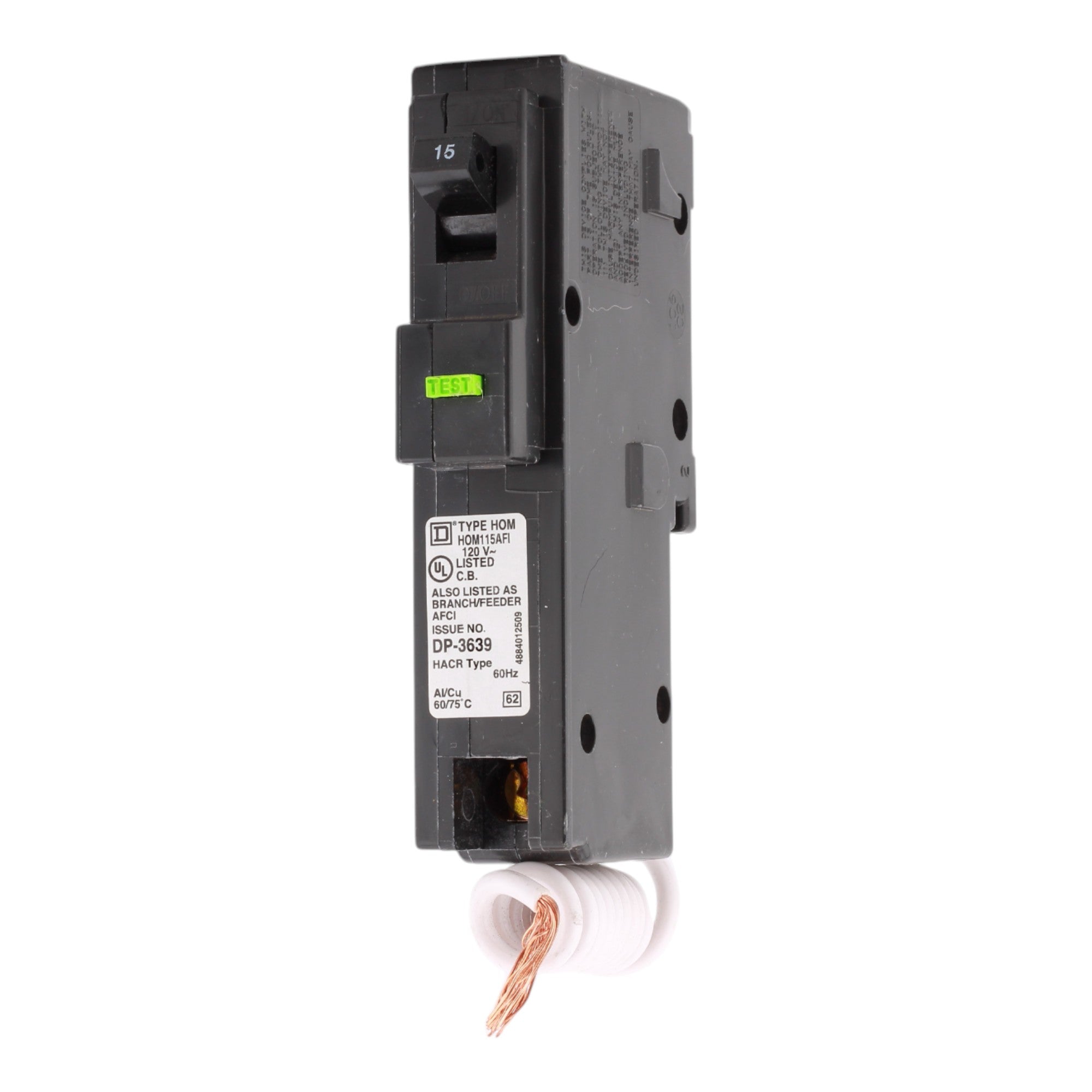 Square D HOM115AFI 15A 120V 1-Pole AFCI Circuit Breaker Pigtail Neutral - Image 3