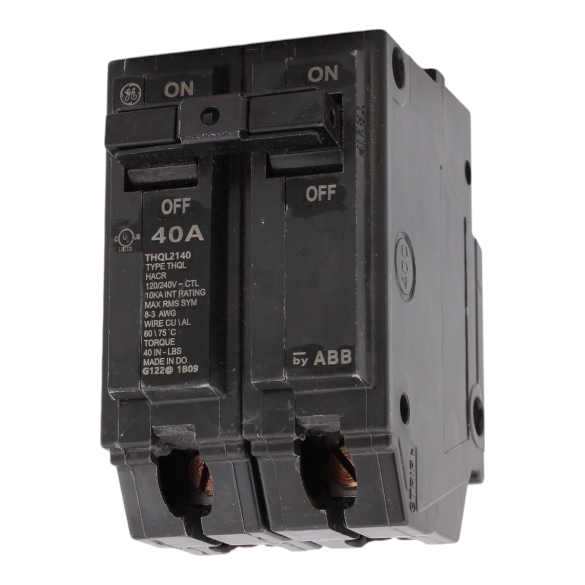 GE THQL2140, 40A, 120/240V, 2-Pole Circuit Breaker, Plug-In, for Load Centers and Lighting Panels - Image 3