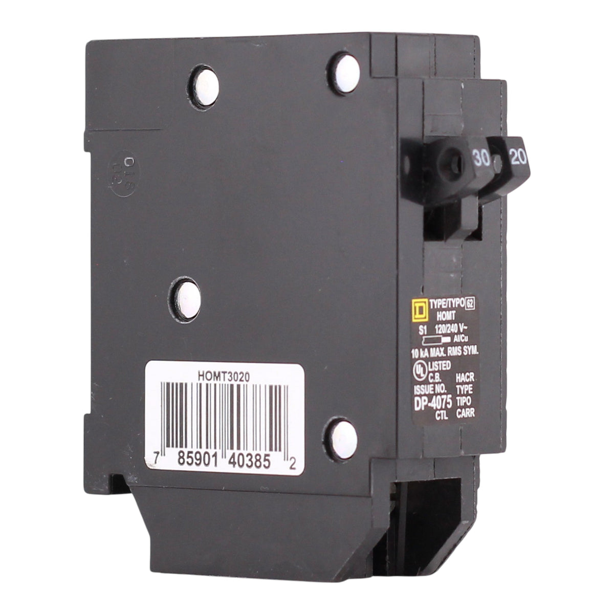 Square D HOM, HOMT3020, 30A/20A, 1P, 120/240V, Tandem, Circuit Breaker