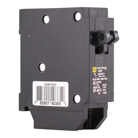 Square D HOM, HOMT3020, 30A/20A, 1P, 120/240V, Tandem, Circuit Breaker