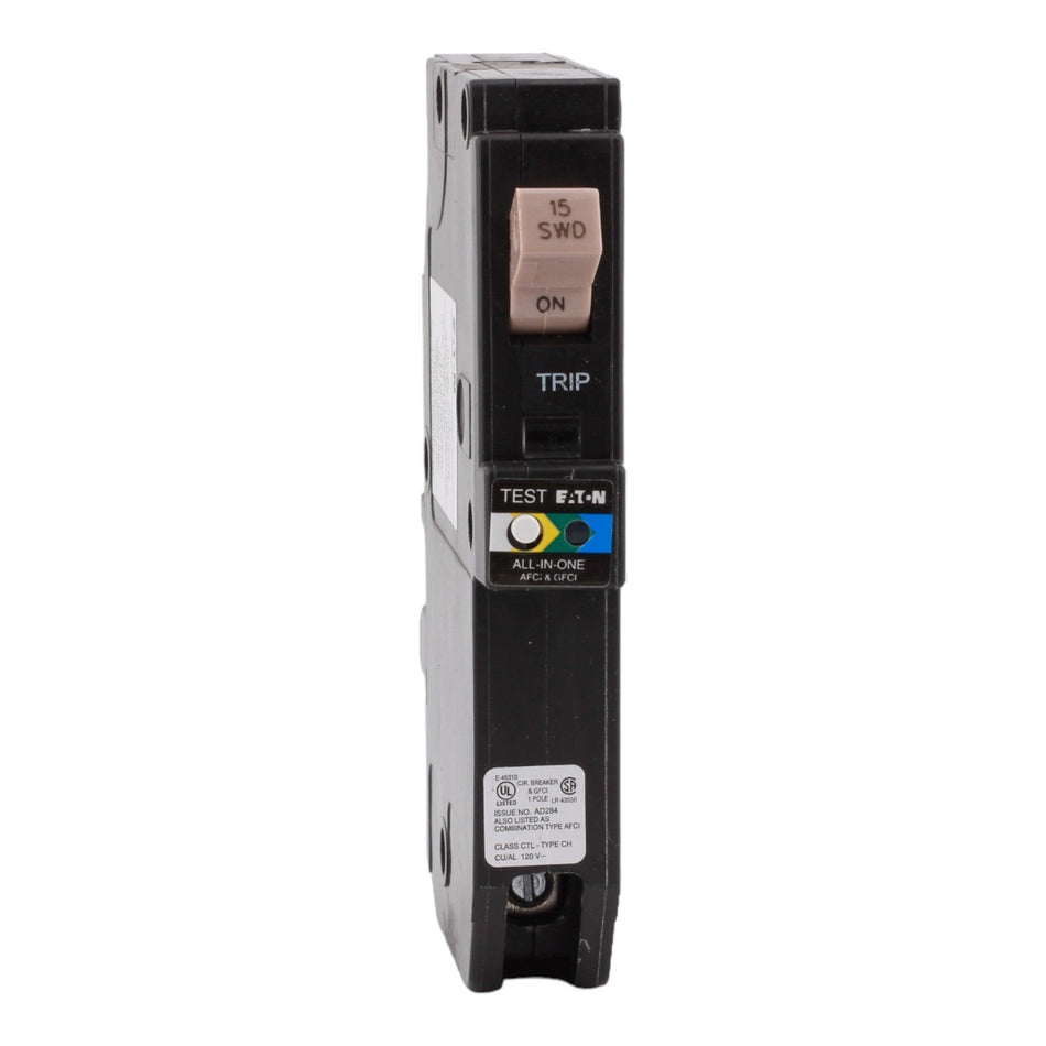 Eaton CHFP115A1CS 15 Amps 120 Volts Single Pole All in One AFCI/GFCI Circuit Breaker Plug-On Neutral for CH Loadcenters - Image 2