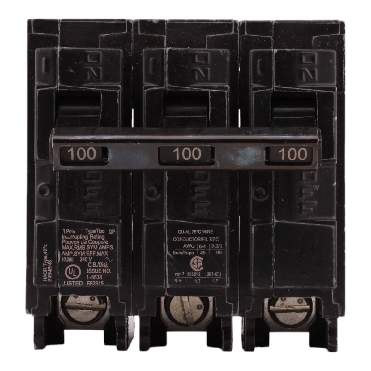 Siemens Q3100 100A 3P 240V Thermal-Magnetic Circuit Breaker - Image 2