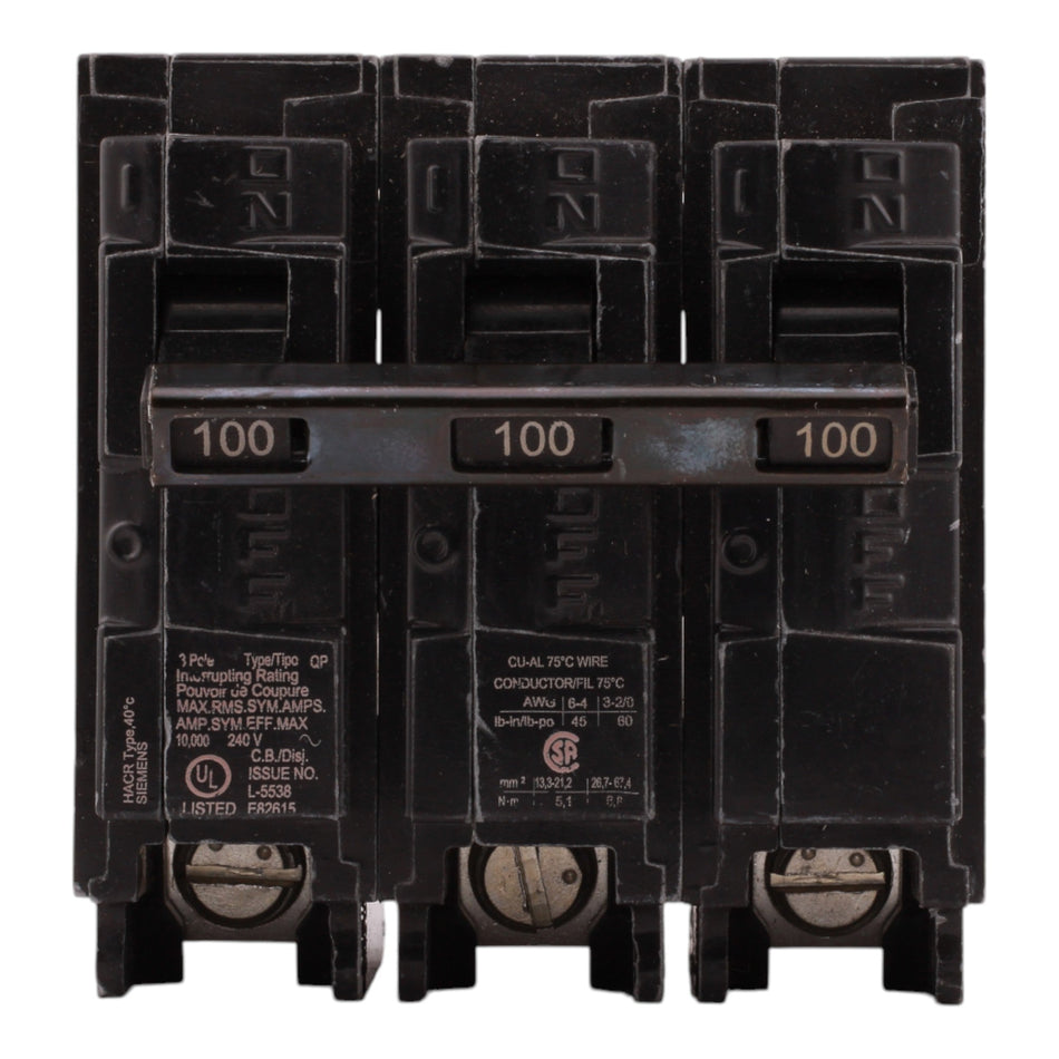 Siemens Q3100 100A 3P 240V Thermal-Magnetic Circuit Breaker - Image 2