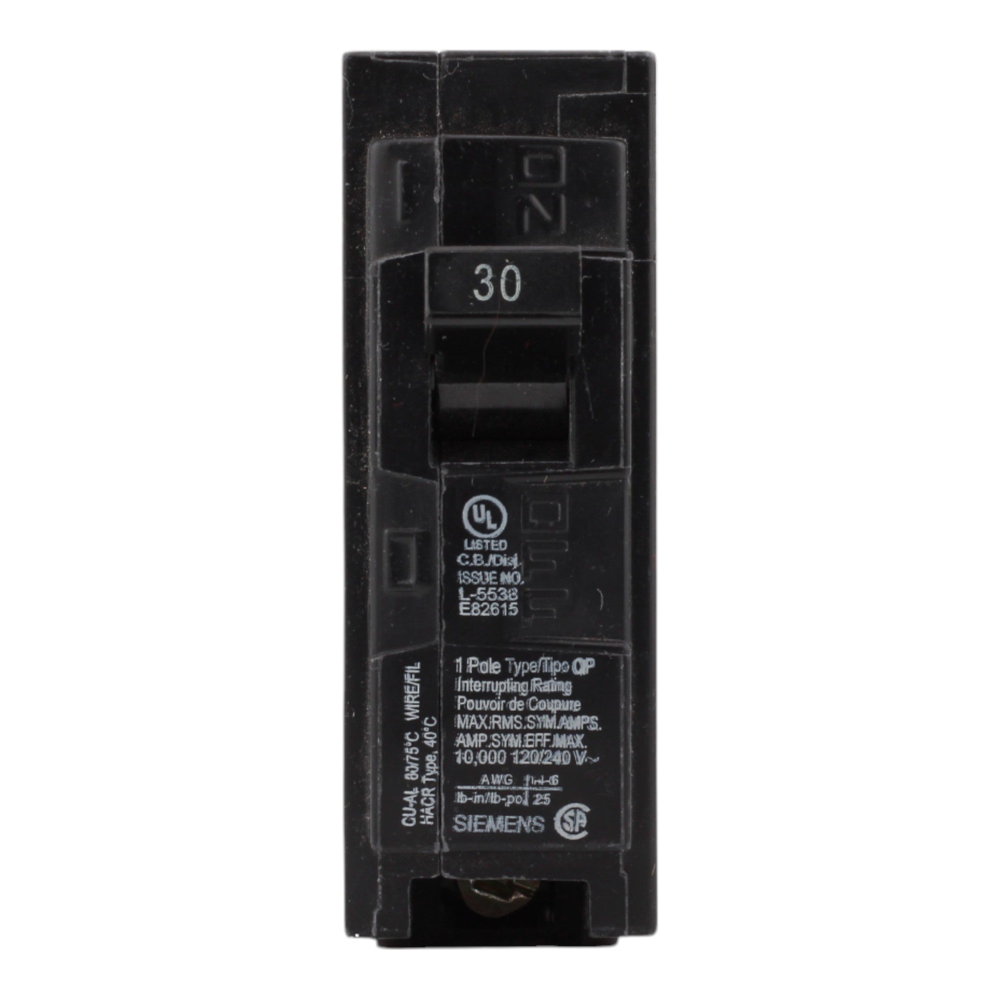 Siemens Q130 30 Amps 120 Volts Single Pole Thermal Magnetic Circuit Breaker, Plug-In Mount for Siemens panels - Image 2