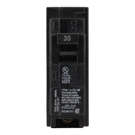 Siemens Q130 30 Amps 120 Volts Single Pole Thermal Magnetic Circuit Breaker, Plug-In Mount for Siemens panels - Image 2