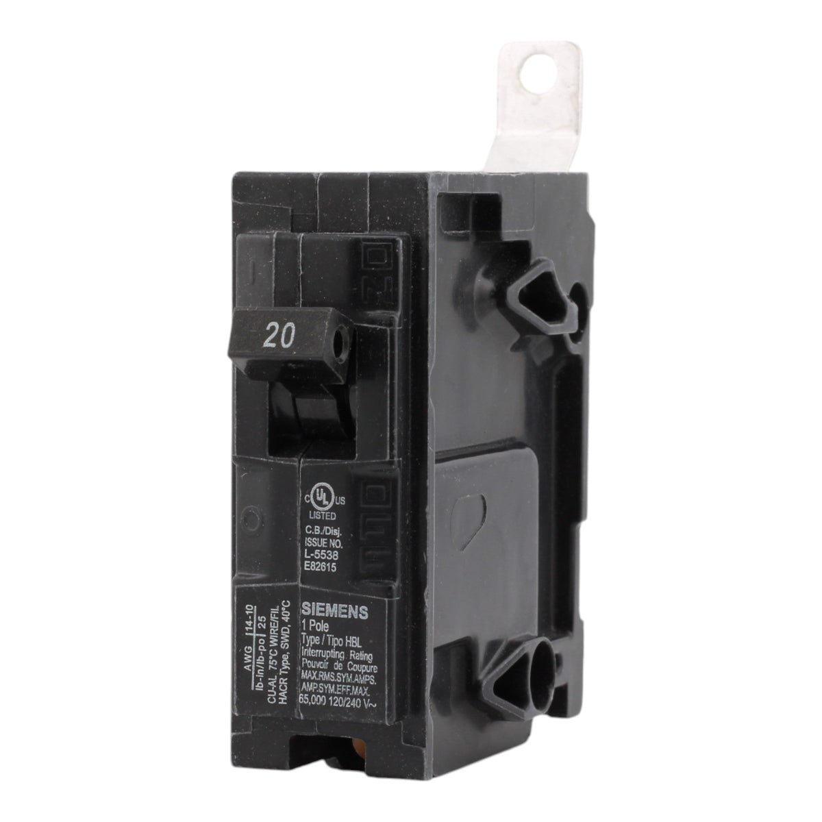 Siemens HBL B120HH 20A 1P 120V Circuit Breaker - Image 2