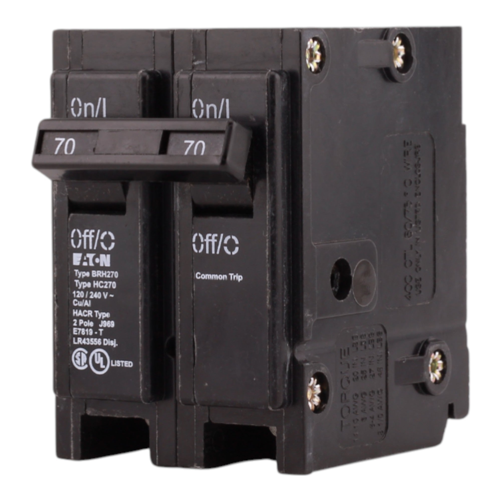 Eaton BR BRH270 70A 2P 120/240V Thermal Magnetic Plug-On Circuit Breaker - Image 2
