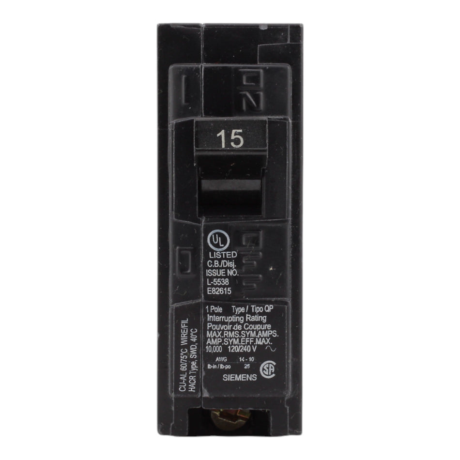 Siemens Q115 15 Amps 120 Volts Single Pole Thermal Magnetic Circuit Breaker Plug-In Type QP - Image 2