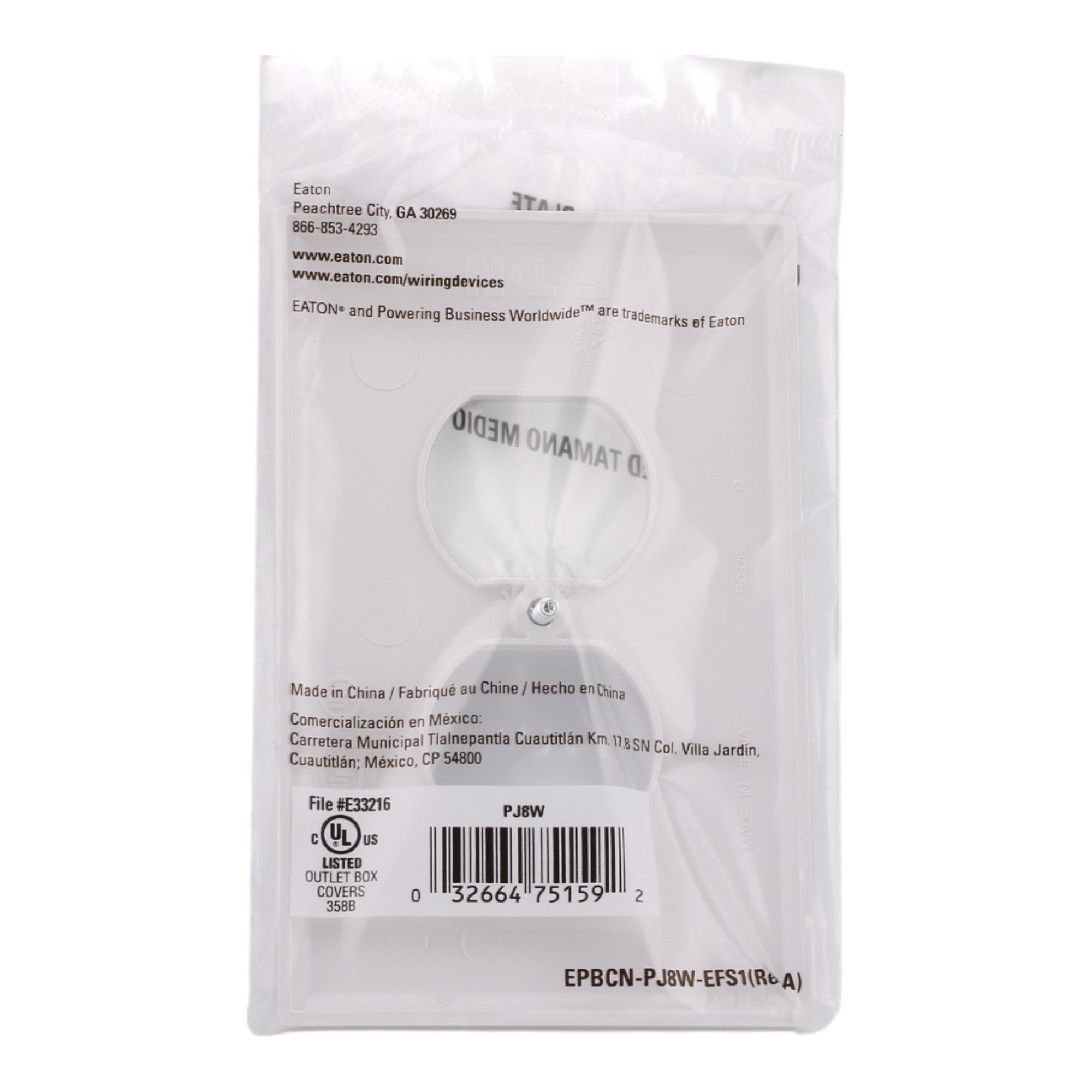 Eaton PJ8W-PACK-25  Mid-Size 1-Gang Duplex Receptacle Wallplate, White - Image 6