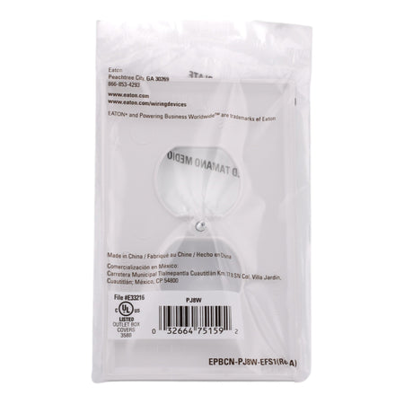 Eaton PJ8W-PACK-25  Mid-Size 1-Gang Duplex Receptacle Wallplate, White - Image 6