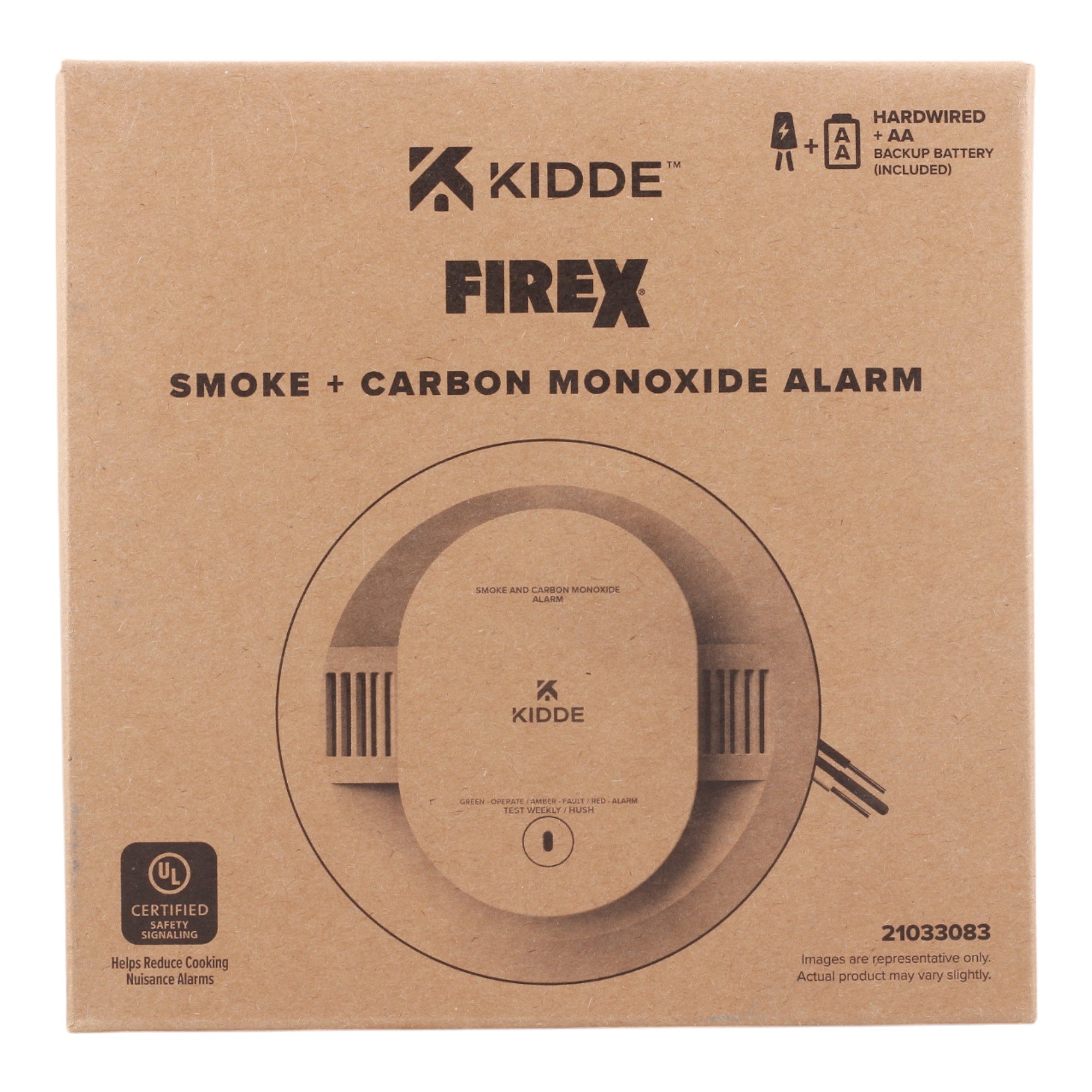 Kidde CUACFEX Hardwired Smoke & CO Alarm with Photo Sensor, AA Backup, White Finish