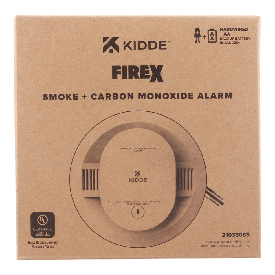 Kidde CUACFEX Hardwired Smoke & CO Alarm with Photo Sensor, AA Backup, White Finish