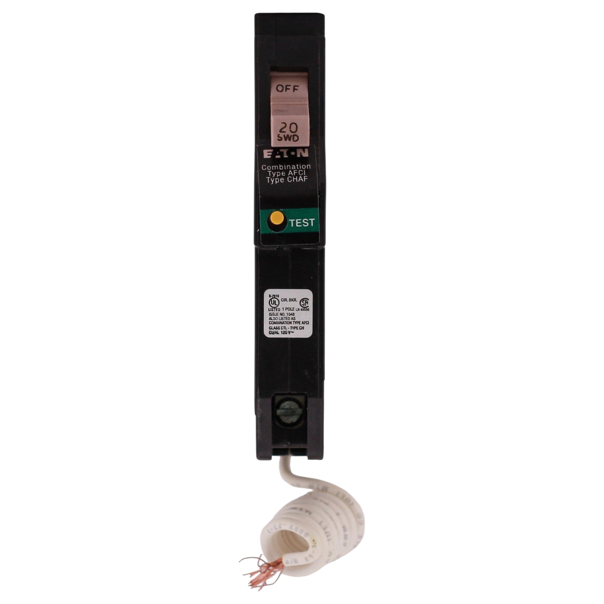 Eaton CH, CH120CAFA, 20A, 1P, 120/240V, CAFCI, Pigtail Neutral, Circuit Breaker - Image 3