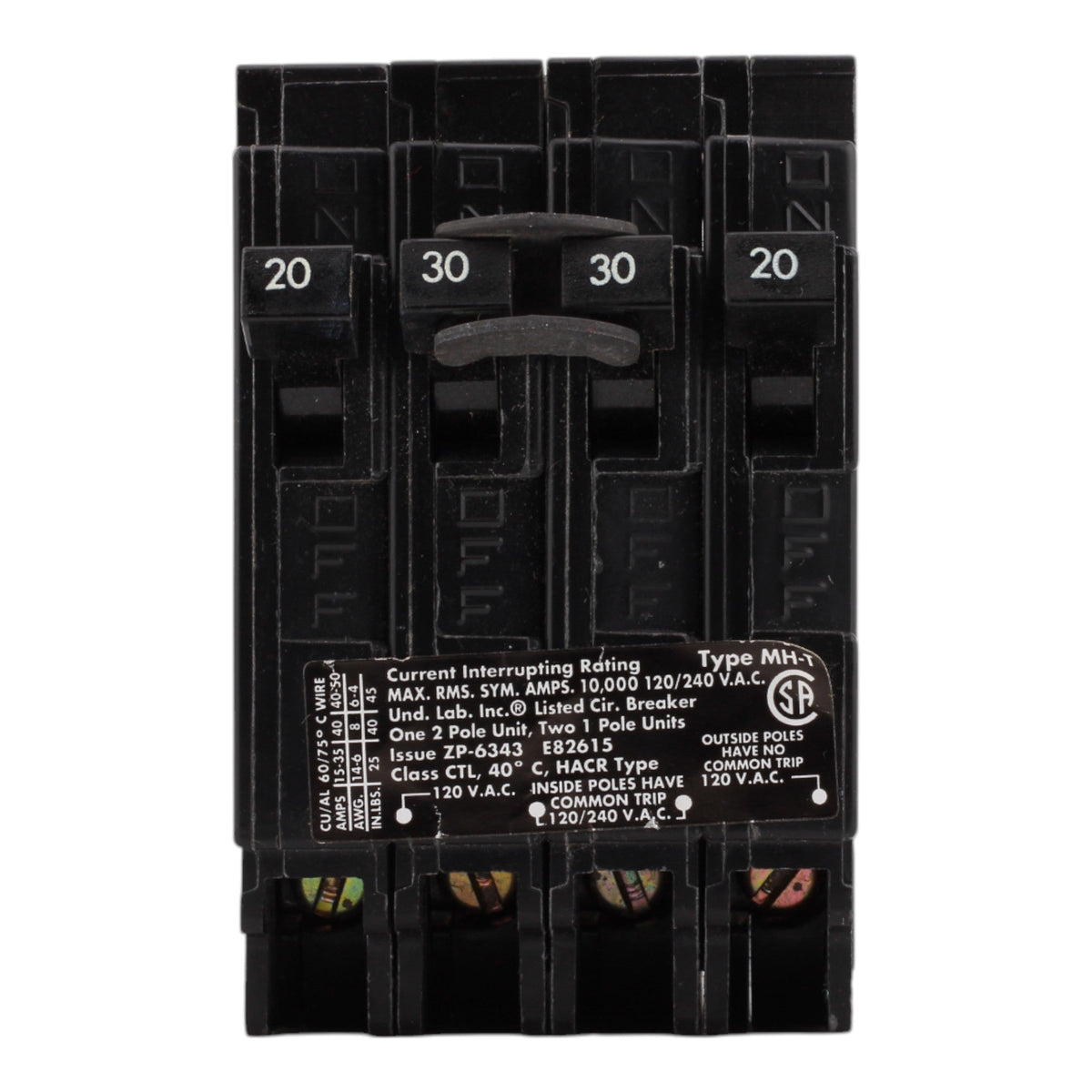 Murray MP23020 30/20A 120/240V 2-Pole Triplex Thermal Magnetic Circuit Breaker, Compatible with Murray and Siemens Load Centers - Image 2