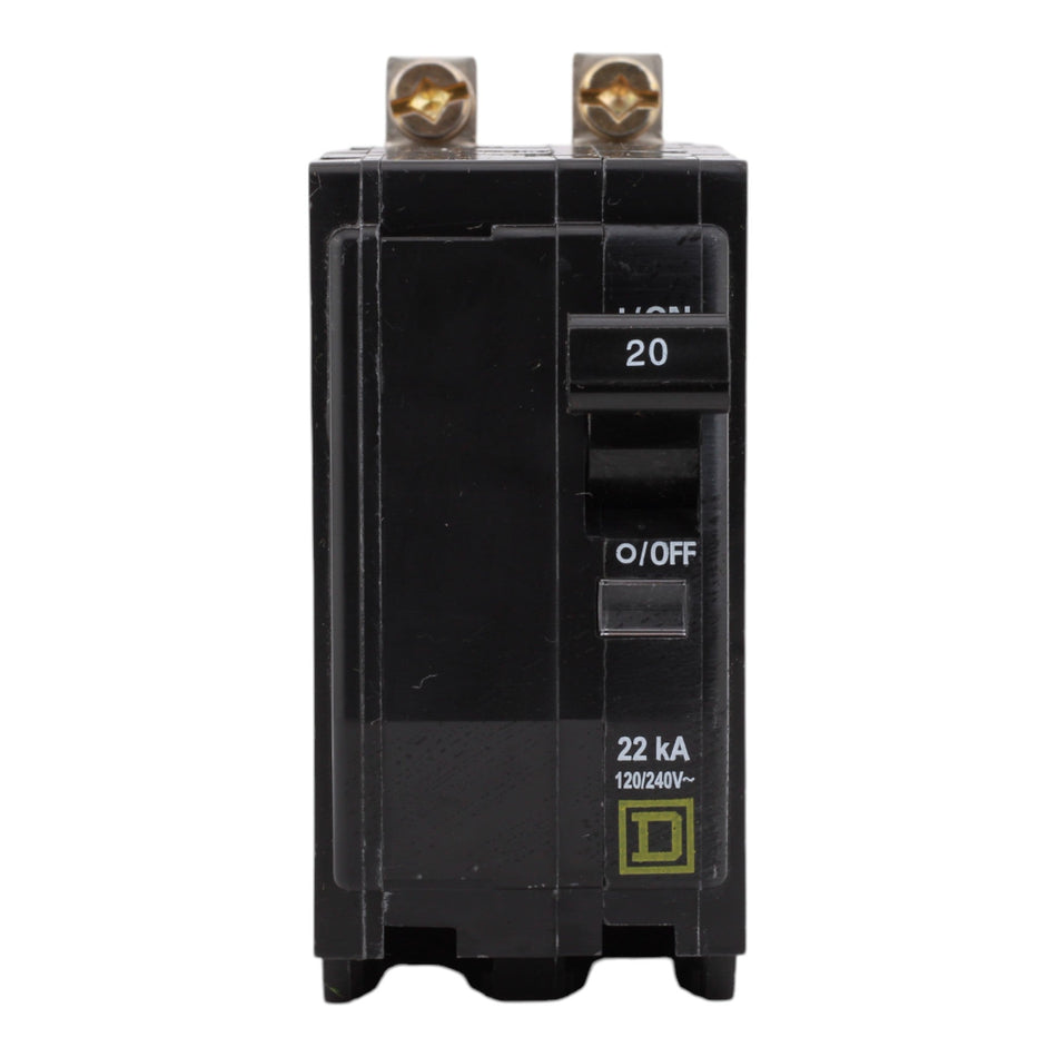 Square D QOB220VH, 20A, 120/240V, 2-Pole Circuit Breaker, Bolt-On, 22kA Interrupt Rating - Image 2