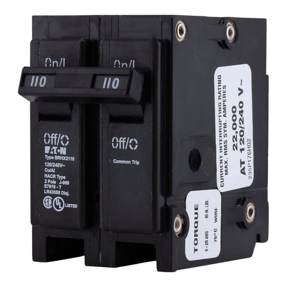Eaton BR, BRHX2110, 110A, 2P, 120/240V, Quicklag Circuit Breaker - Image 2