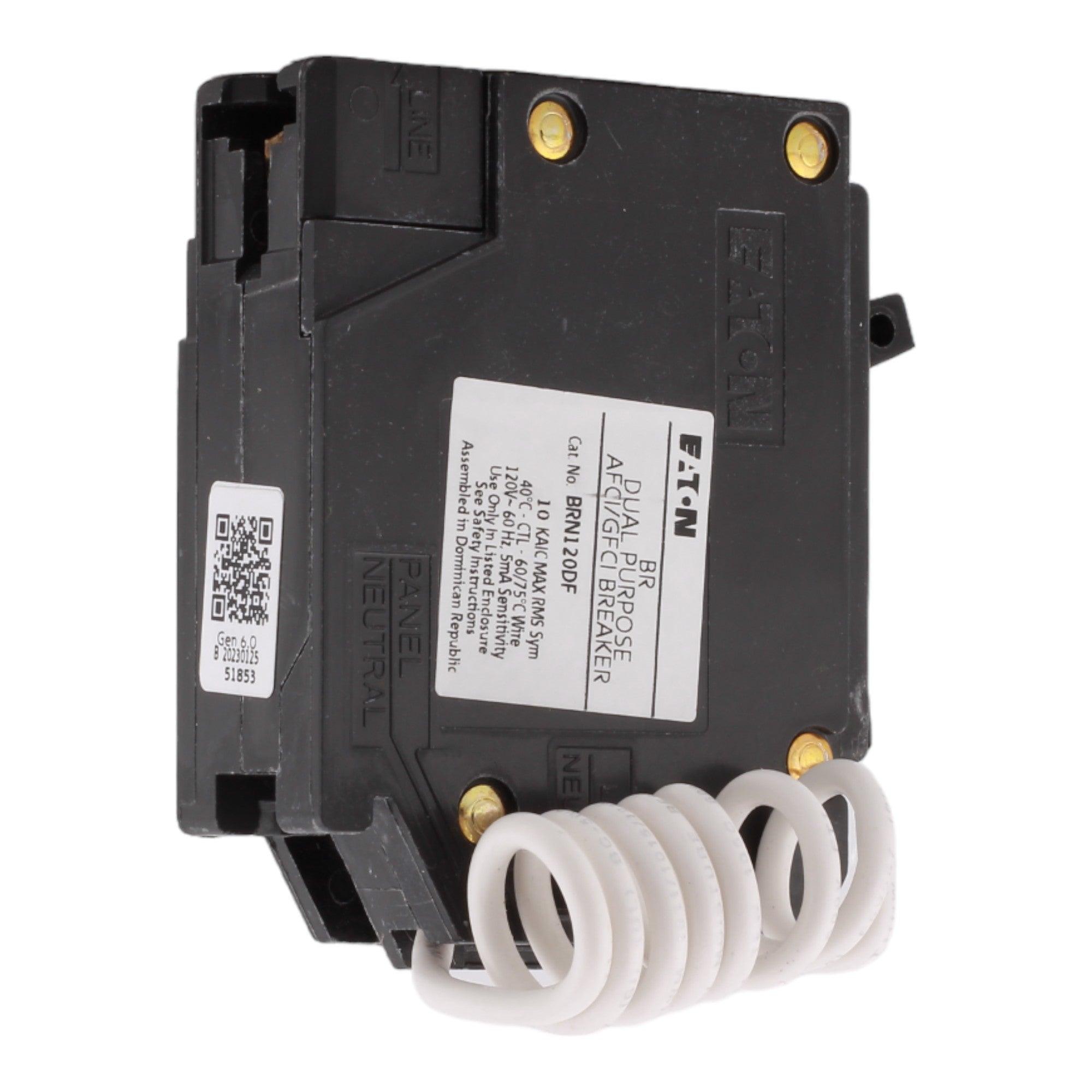 Eaton BR BRN120DF 20A 1P 120V AFCI/GFCI Pigtail Neutral Circuit Breaker - Image 4