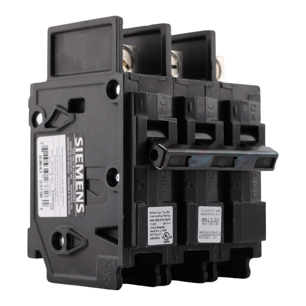 Siemens BQ3B040L, 40A, 3P, 240V, Lug-In/Lug-Out, Circuit Breaker - Image 8