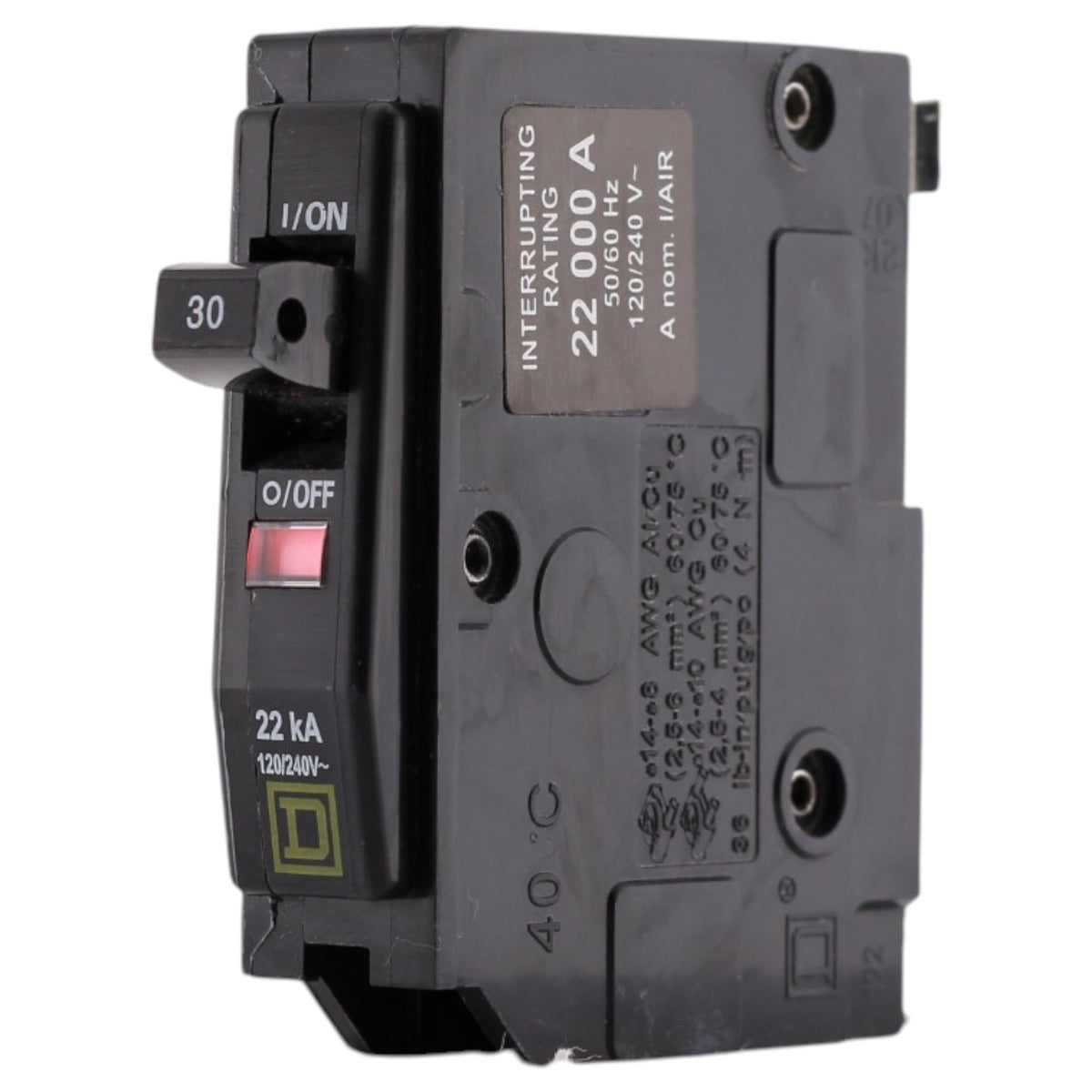 Square D QO, QO130VH, 30A, 1P, 120/240V, 22kA, High Interrupting, Circuit Breaker - Image 4