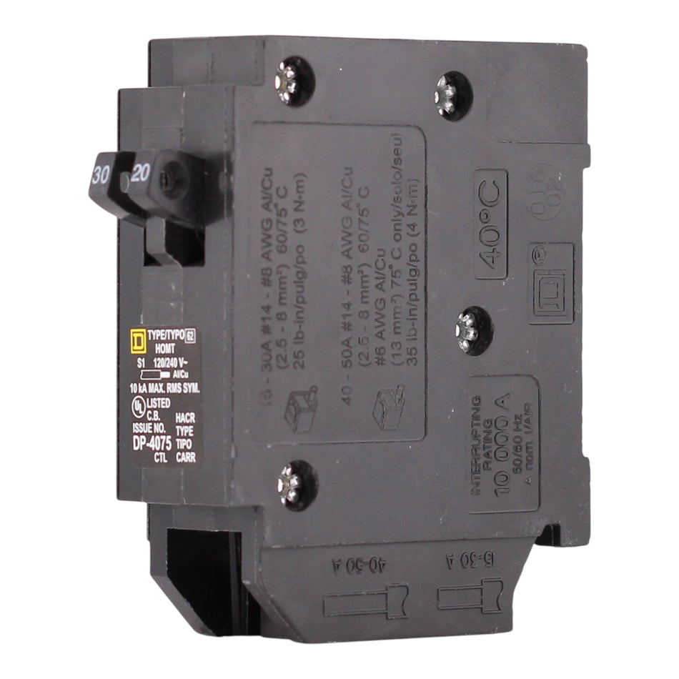 Square D HOM, HOMT3020, 30A/20A, 1P, 120/240V, Tandem, Circuit Breaker - Image 2
