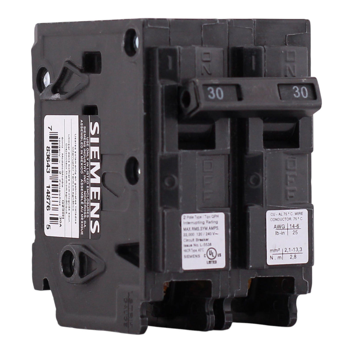 Siemens QP, Q230H, 30A, 2P, 120/240V, 22kAIC, Thermal Magnetic, Circuit Breaker - Image 3
