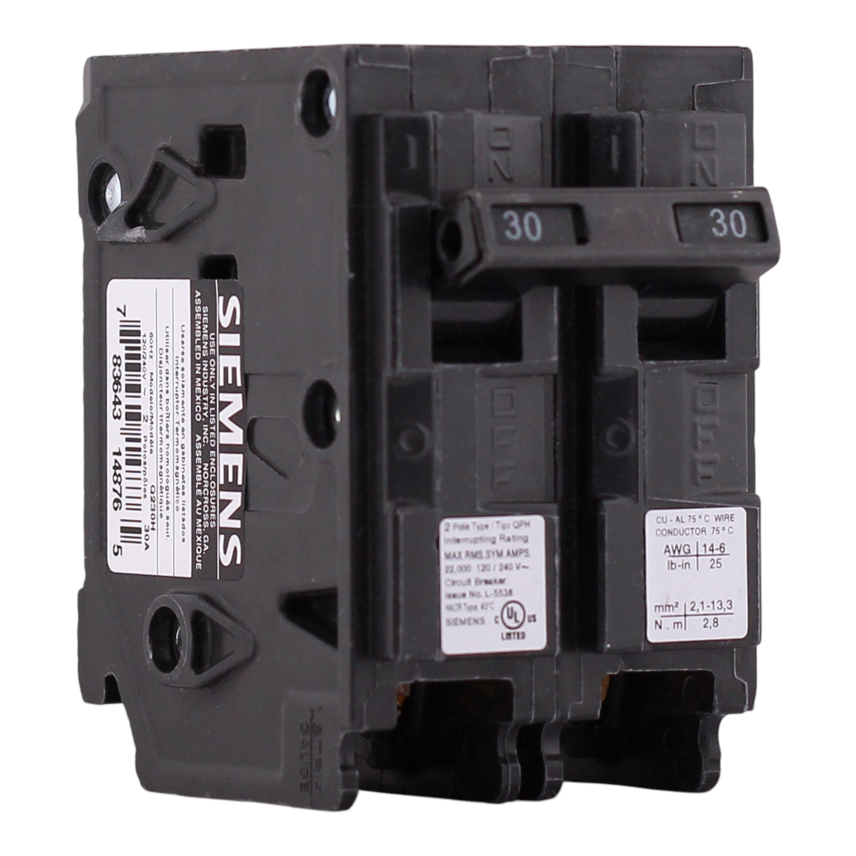 Siemens QP, Q230H, 30A, 2P, 120/240V, 22kAIC, Thermal Magnetic, Circuit Breaker - Image 3