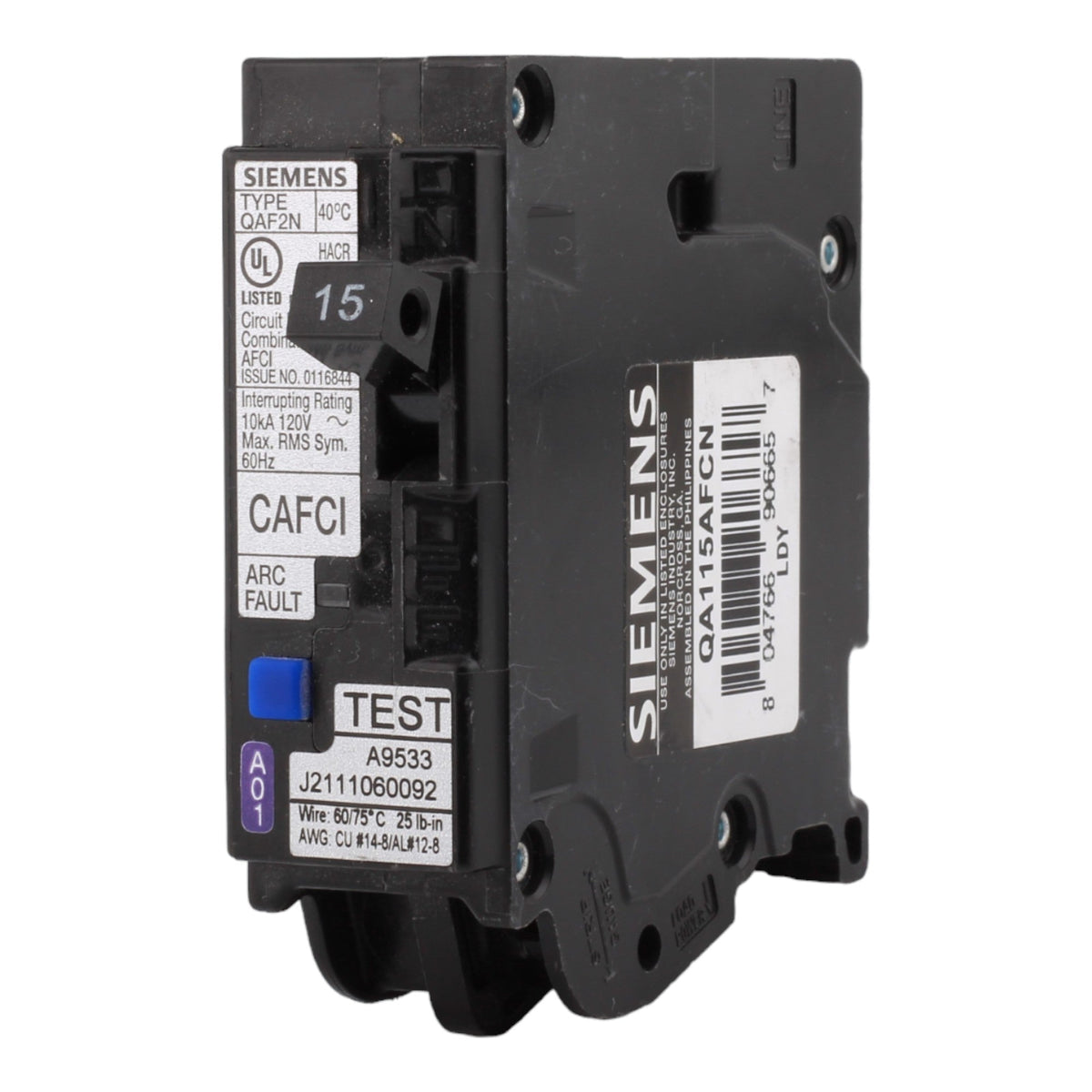 Siemens QA115AFCN 15A 1P 120V AFCI Plug on Neutral Circuit Breaker - Image 2