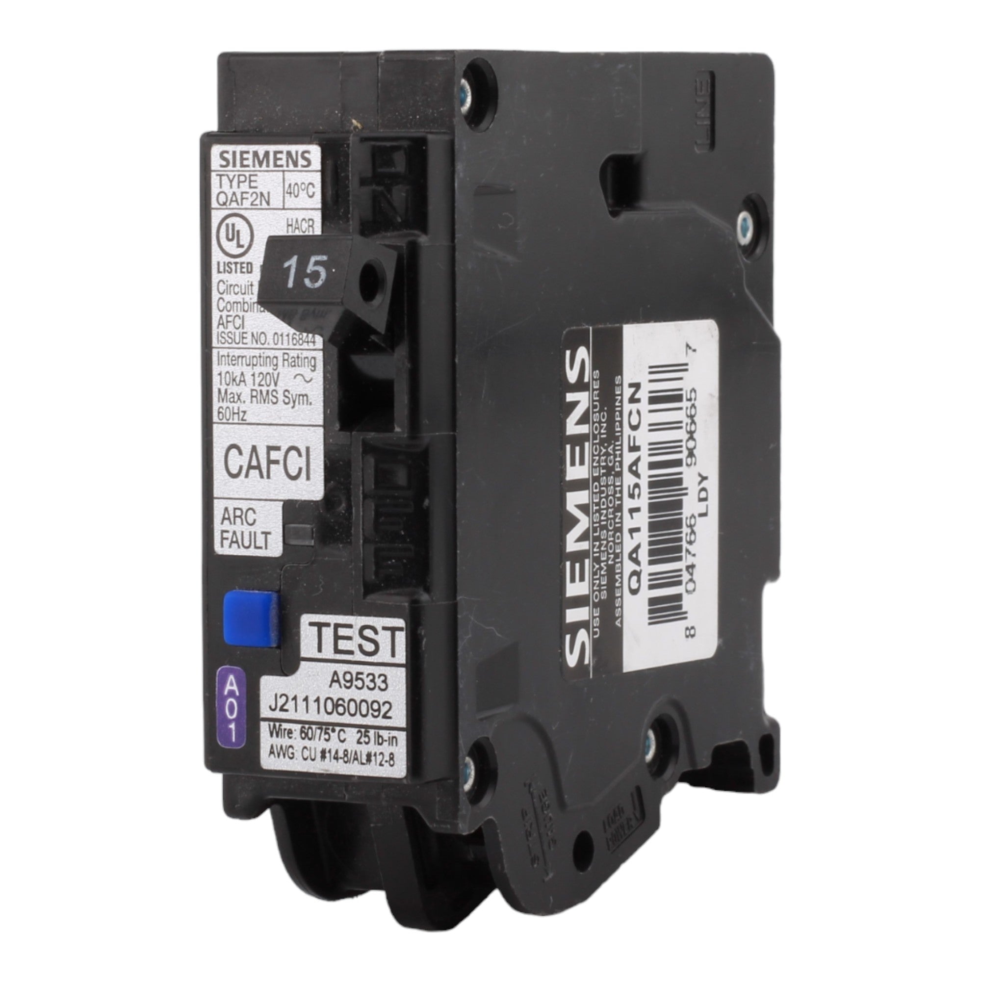 Siemens QA115AFCN 15A 1P 120V AFCI Plug on Neutral Circuit Breaker - Image 2