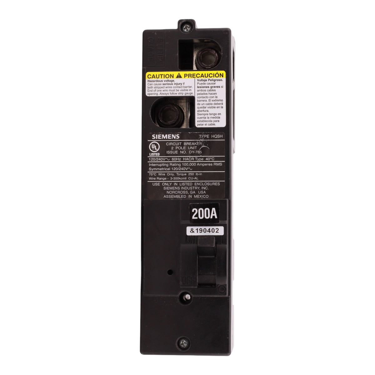 Siemens QS HQS2200H 200A 2P 120/240V Main Circuit Breaker - Image 4