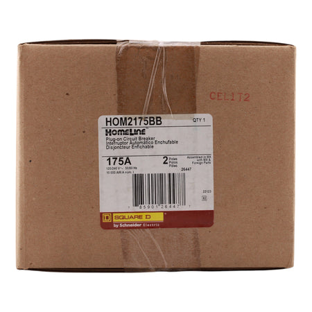 Schneider Electric HOM2175BB Mini Branch Circuit Breaker, 175A, 2-Pole, 120/240V AC, 10kA AIR, Plug-In Design. - Image 2