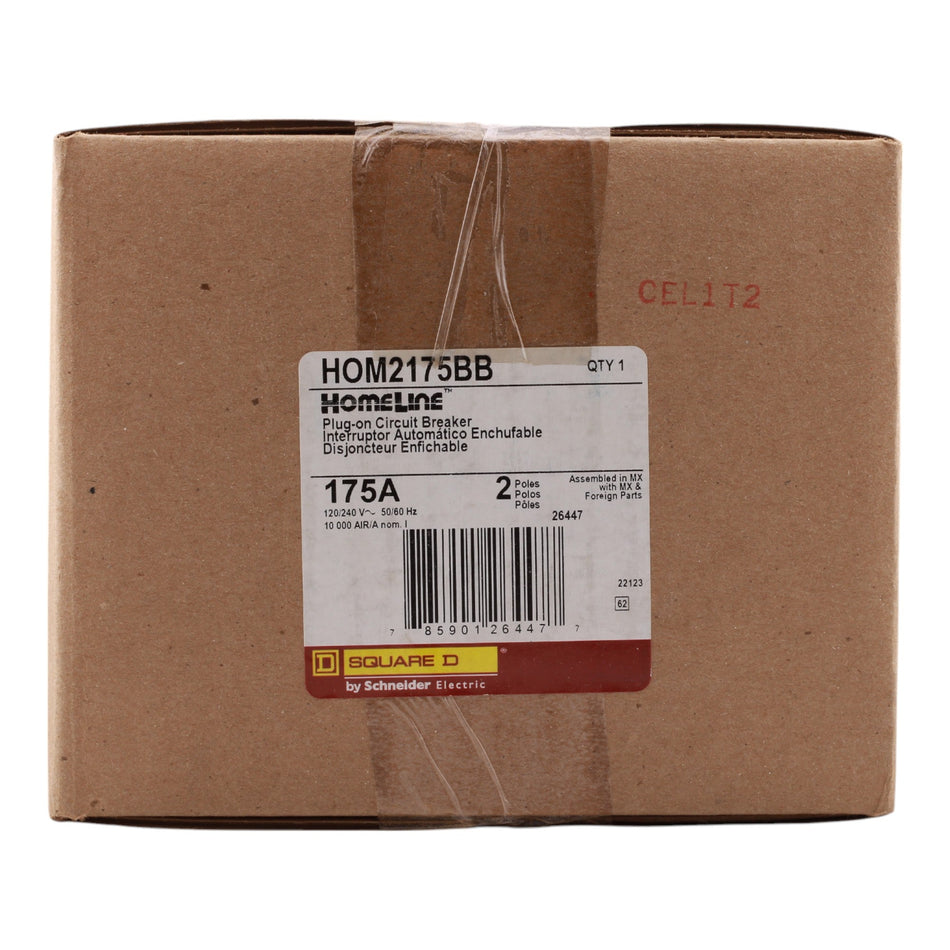 Schneider Electric HOM2175BB Mini Branch Circuit Breaker, 175A, 2-Pole, 120/240V AC, 10kA AIR, Plug-In Design. - Image 2